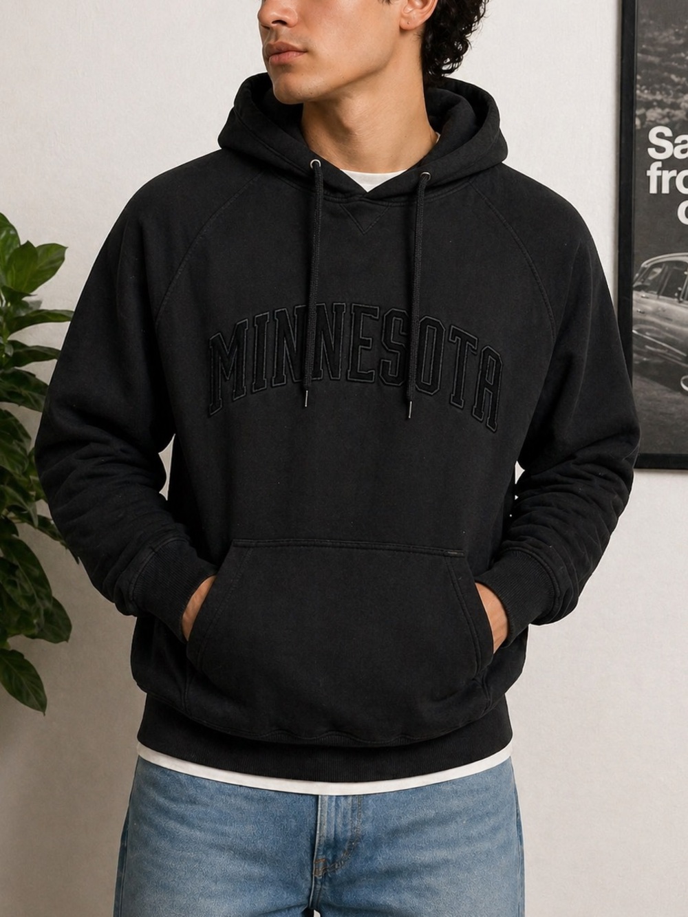 OVB Old Varsity Brand Black Minnesota Hoodie Sweatshirt Size L
